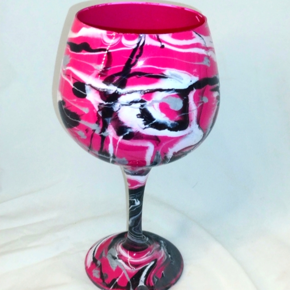 Hand painted wine goblet